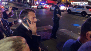 Read more about the article Macron coincé dans la rue à cause du cortège de Trump