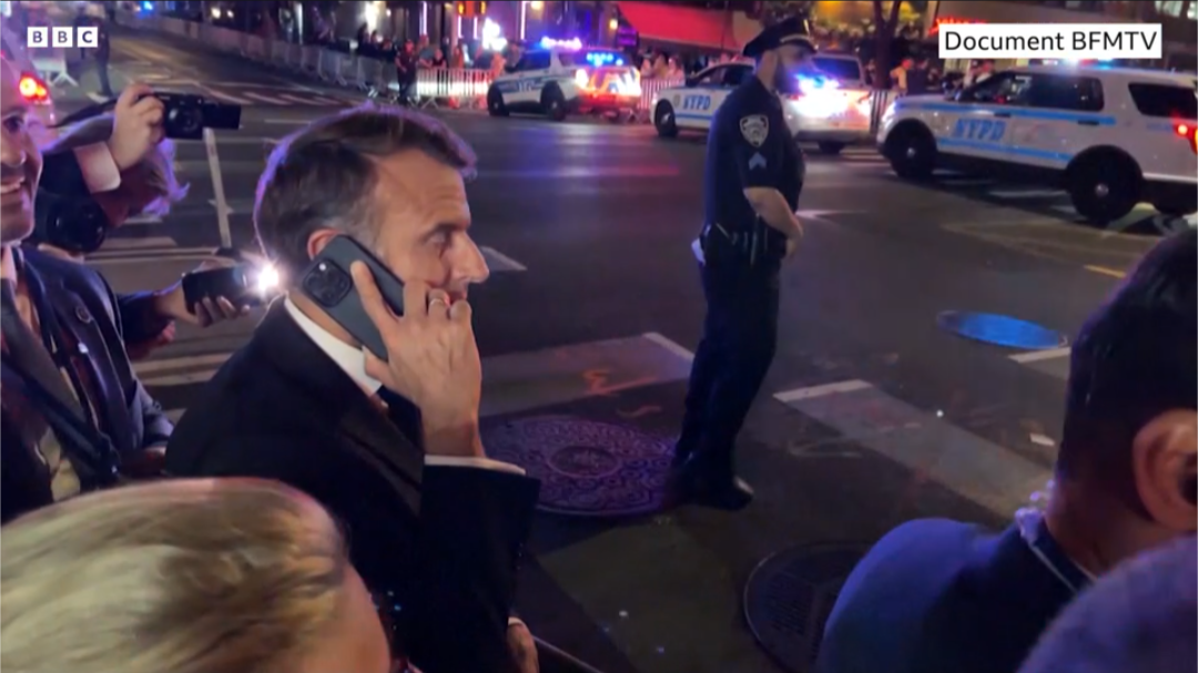 Read more about the article Macron coincé dans la rue à cause du cortège de Trump